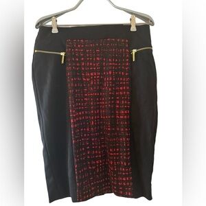 Michael Kors sz 6 pencil skirt black with red houndstooth
